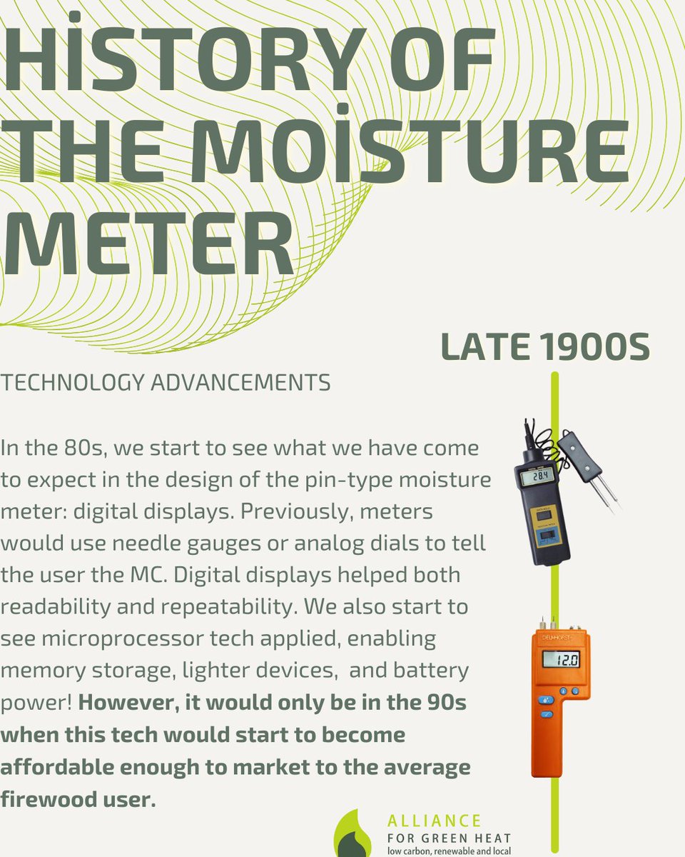 ForGreenHeat's tweet image. It might not immediately sound like a riveting topic, but the history of the moisture meter is important to understand!  We began our timeline in the &quot;Early 1900s,&quot; but there is a rich scientific history that laid the foundation for this work.