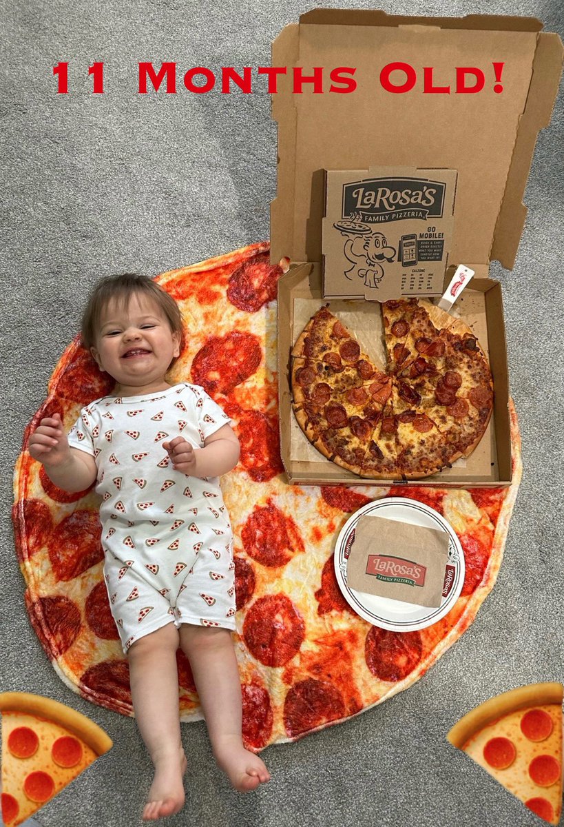 FixItFowler42's tweet image. A few days late, but can’t forget my little man FixItFowlerJr. - Our little guy is 11 months old today! Of course we celebrated with some @LaRosasPizza only the best pizza can bring a smile like that!