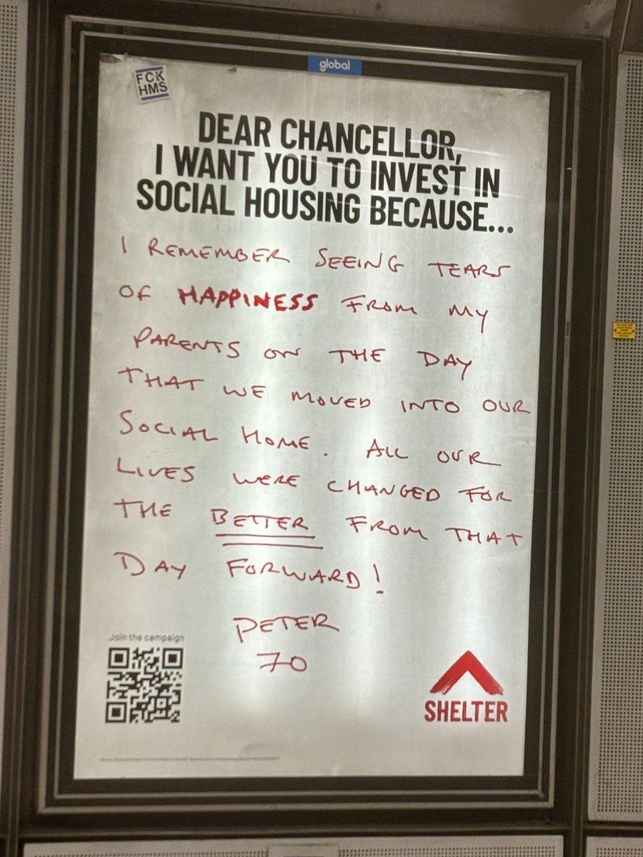 Polly Neate (@pollyn1) on Twitter photo So excited and proud to see these <a href="/Shelter/">Shelter</a> posters in Westminster station today! There’s still time to help ensure a new generation has the opportunities a safe home brings. It’s a right - or it should be.
#InvestInSocialHousing
#HomeIsEverything
campaigns.shelter.org.uk/chancellor-inv… So excited and proud to see these <a href="/Shelter/">Shelter</a> posters in Westminster station today! There’s still time to help ensure a new generation has the opportunities a safe home brings. It’s a right - or it should be.
#InvestInSocialHousing
#HomeIsEverything
campaigns.shelter.org.uk/chancellor-inv…