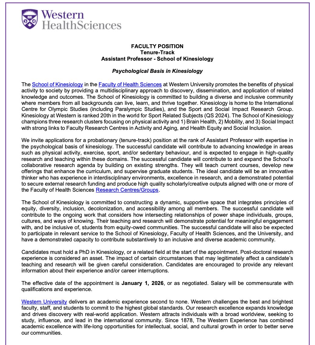 Exercise, Mobility, and Brain Health Lab (@embhlab) on Twitter photo 📢Come work with us! School of Kinesiology <a href="/westernuFHS/">Western Health Sciences</a> <a href="/WesternU/">Western University</a> is hiring a tenure-track Assistant Professor with expertise in the psychological basis of kinesiology! 📢Come work with us! School of Kinesiology <a href="/westernuFHS/">Western Health Sciences</a> <a href="/WesternU/">Western University</a> is hiring a tenure-track Assistant Professor with expertise in the psychological basis of kinesiology!