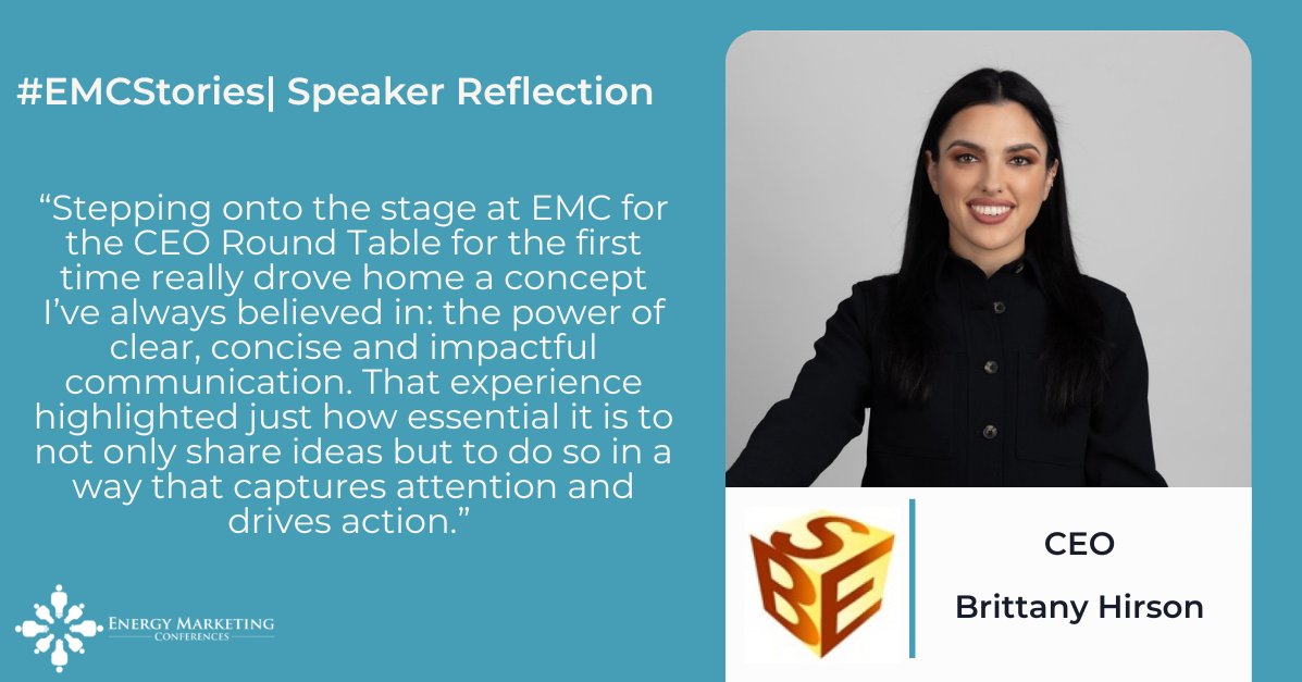 🌟 #EMCStories | Speaker Reflection
@Brittany Hirson's, @SouthBayEnergy leadership and presence at #EMC left a lasting impression. As both a CEO and a passionate advocate for women in energy, she brought clarity, confidence, and purpose to the conversation.

#WomenEnergyAlliance