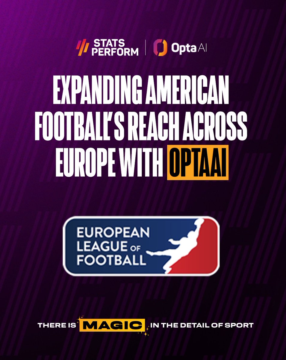 Stats Perform (@statsperform) on Twitter photo Accelerating American football's growth across Europe.
๐ค Stats Perform has been named the official data provider of <a href="/ELF_Official/">European League of Football</a>, fuelling innovative coverage across broadcast, digital & social platforms.
Learn more about the multi-year partnership โก๏ธ bit.ly/4j3d1Ez Accelerating American football's growth across Europe.
๐ค Stats Perform has been named the official data provider of <a href="/ELF_Official/">European League of Football</a>, fuelling innovative coverage across broadcast, digital & social platforms.
Learn more about the multi-year partnership โก๏ธ bit.ly/4j3d1Ez