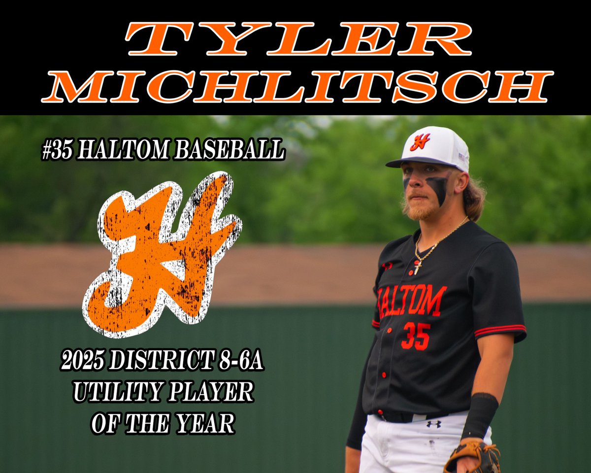 Proud to announce our lone All-District nod. Guy showed up day in and day out! 

2025 District 8-6A
Utility player of the Year

Tyler Michlitsch

#BTH 🤘