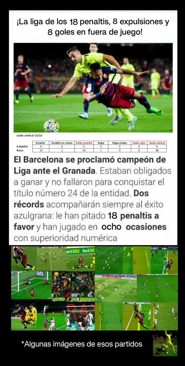Anti_tinglado's tweet photo. Para mí estás son las 4 ligas donde más han perjudicado al Real Madrid desde 1990.
-Las dos de Tenerife 91/92 y 92/93
-2015/16
-2020/21
Tres de ellas para el Barcelona y una para el Atlético de Madrid. https://t.co/e9nO70sGP6