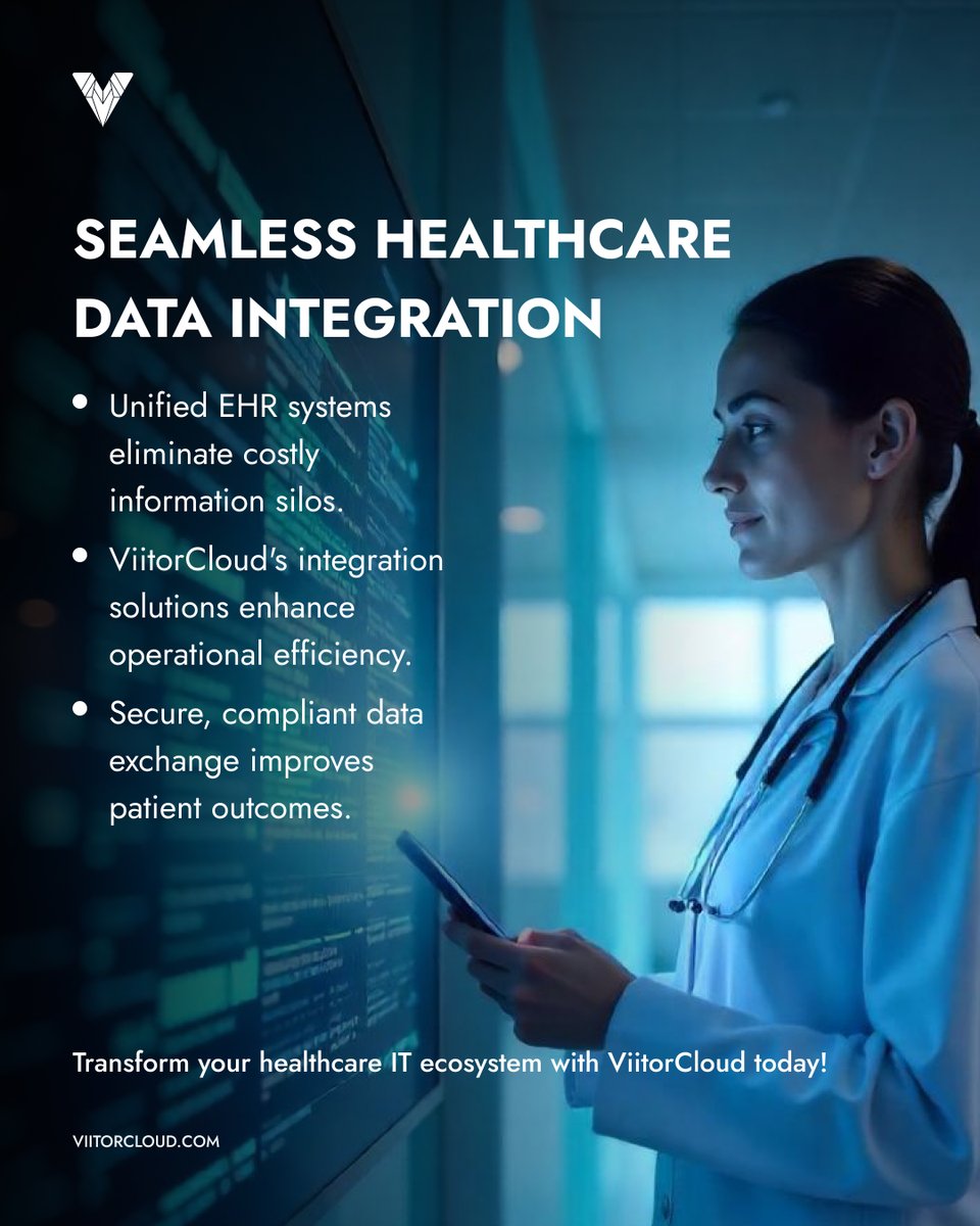 ViitorCloud's tweet image. Breaking down EHR silos is crucial for efficient healthcare delivery. @ViitorCloud integrates your systems for seamless, secure data exchange, enhancing patient care and operational efficiency.

#HealthcareIntegration #EHRSystems  #SystemIntegration #ApplicationModernization