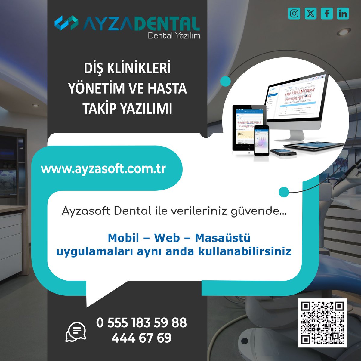 ayzasoftware's tweet photo. Diş Klinikleri Yönetim ve Hasta Takip Yazılımı
#klinik #web #masaüstü #mobil #dental #ortodontia #randevutakipprogramı #implants #kanaltedavisi #yirmilikdiş
#protez #çenecerrahi #dişeti #dişçekimi #dişteli #dişplağı https://t.co/ImQd4MrXPH