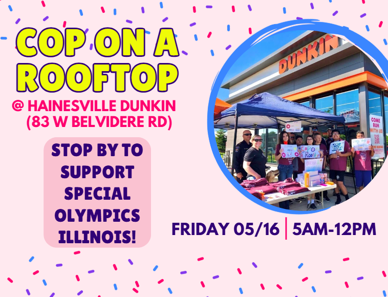 GNHS Special Olympics (@gnhs_spolympics) on Twitter photo Our athletes will be helping at the Cop on a Rooftop event with the Grayslake Police Department this Friday 05/16. Please stop by the Hainesville Dunkin this Friday to support our <a href="/SO_Illinois/">Special Olympics Illinois</a> athletes! 🍩 <a href="/GrayslakeNorth/">Knight Pride</a> Our athletes will be helping at the Cop on a Rooftop event with the Grayslake Police Department this Friday 05/16. Please stop by the Hainesville Dunkin this Friday to support our <a href="/SO_Illinois/">Special Olympics Illinois</a> athletes! 🍩 <a href="/GrayslakeNorth/">Knight Pride</a>
