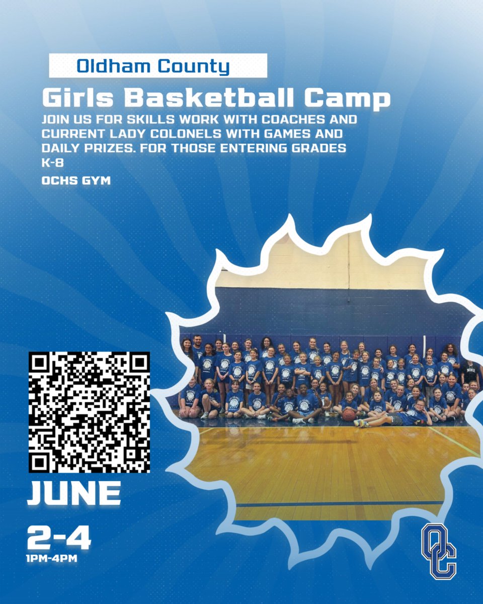 OldhamCountySports (@oldhamcosports) on Twitter photo Girls' Basketball is hosting a kids' camp for all girls entering grades K-8. The camp fee is $75, and each camper will receive a shirt along with other prizes! For questions, please email Coach Hook at jim.hook@oldham.kyschools.us.
gofan.co/event/3603223?… Girls' Basketball is hosting a kids' camp for all girls entering grades K-8. The camp fee is $75, and each camper will receive a shirt along with other prizes! For questions, please email Coach Hook at jim.hook@oldham.kyschools.us.
gofan.co/event/3603223?…