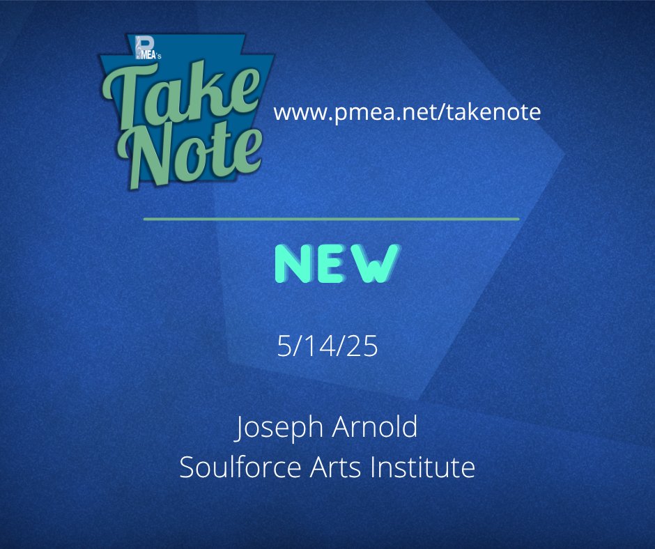 We just released a new Take Note podcast and we're talking with Joseph Arnold. He is the Director of the Soulforce Arts Institute in Philadelphia.

Take Note is available at PMEA.net/takenote or your favorite podcast app.