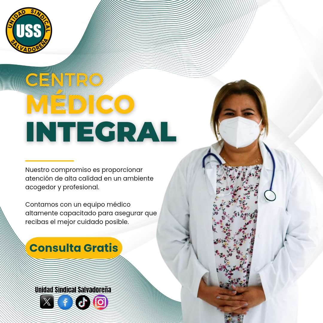 Unidad Sindical Oficial (@unidadsindical_) on Twitter photo 🏥 Servicios Médicos Gratuitos para Nuestros Afiliados y sus Familias
En el Centro Médico Integral (<a href="/CentroMedicoES/">Centro Médico</a>) de la Unidad Sindical Salvadoreña, nos enorgullece ofrecer servicios médicos totalmente gratuitos para ti y tu familia. 💙👨⚕️👩⚕️ 🏥 Servicios Médicos Gratuitos para Nuestros Afiliados y sus Familias
En el Centro Médico Integral (<a href="/CentroMedicoES/">Centro Médico</a>) de la Unidad Sindical Salvadoreña, nos enorgullece ofrecer servicios médicos totalmente gratuitos para ti y tu familia. 💙👨⚕️👩⚕️