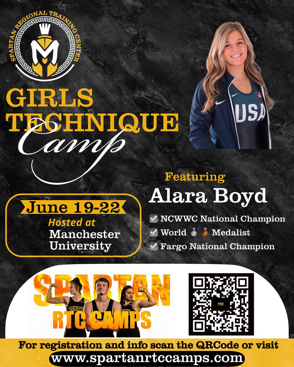 This week we will highlight each
Spartan RTC camp clinician.
Do not wait to register for camp (June 19-22)
Spartanrtccamps.com

Today we highlight:
Alara Boyd <a href="/alaraboyd/">Alara Boyd</a> 

Career Highlights
•NCWWC National Champion
•World Medalist 🥈 🥉 
•Fargo National Champion