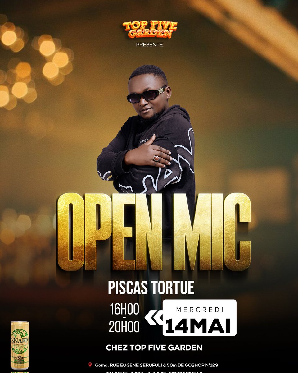 DjezoneShamavu's tweet image. Envie de montrer au monde votre talent de chanteur dans un open mic à GOMA , au bar et restaurant Top Five Garden ? Que vous soyez un artiste confirmé ou simplement un passionné chantant pour le plaisir, Notre soirée #OPEN_MIC est le terrain de jeu idéal !