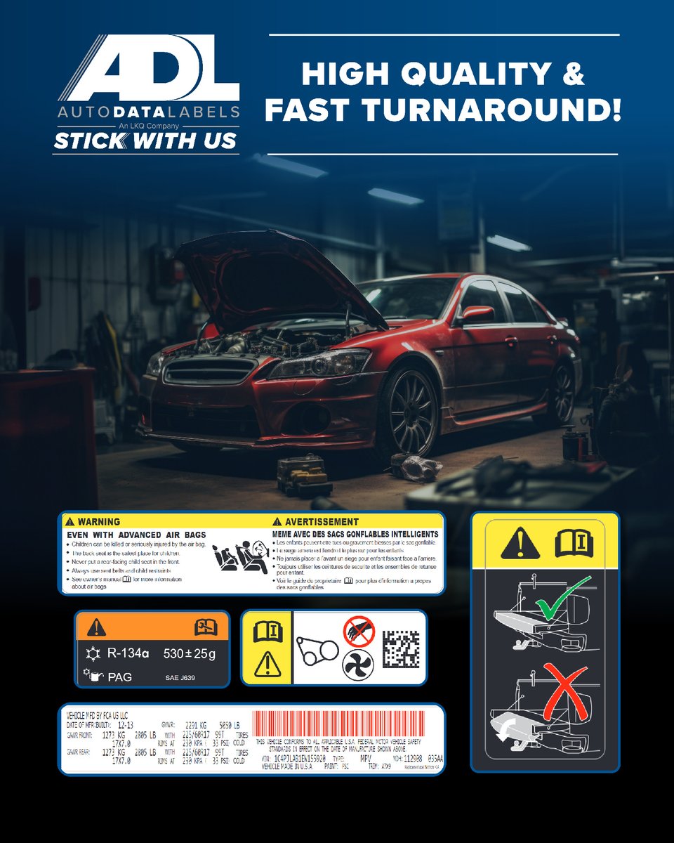 Stop dealing w/ long lead times &amp; inconsistent quality. At Auto Data Labels, we deliver OEM-quality replacement labels w/ industry-leading turnaround times!
Precision-Crafted &amp; Durable
Fast, Reliable Shipping
Perfect Fit for Any Make &amp; Model

Order now at AutoDataLabels.com