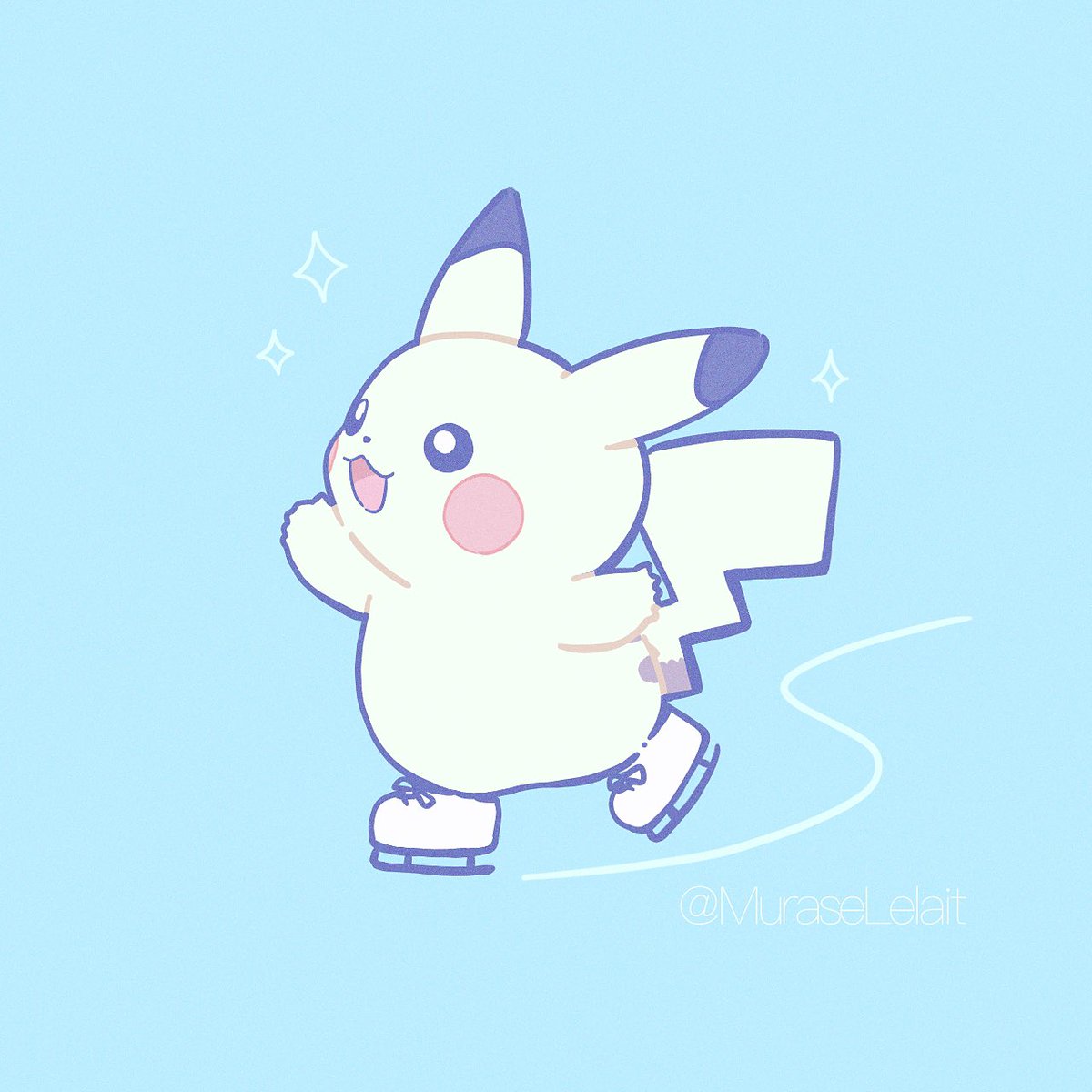 ピカチュウ「スケートお上手なピカチュウ〜 」|村瀬のイラスト