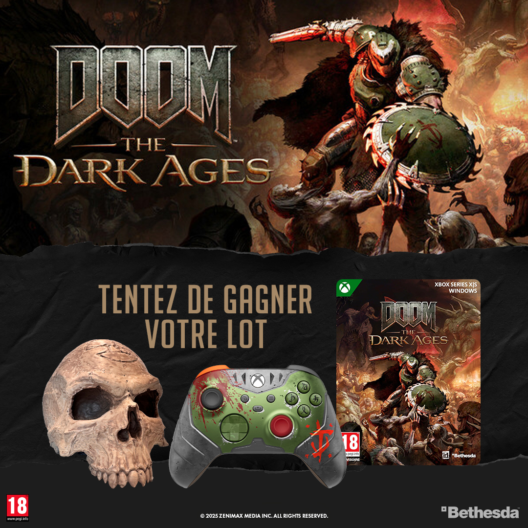 Micromania-Zing (@micromania_fr) on Twitter photo DOOM The Dark Ages sort demain 😈
Pour l'occasion, on vous fait gagner un crâne en chocolat, une manette DOOM et le jeu sur Xbox Series 🔥
Pour participer ⤵️
🩸 Like, RT & Follow <a href="/Micromania_Fr/">Micromania-Zing</a>
🩸 Mentionner en réponse un ami avec #MicromaniaDOOM
Tirage au sort dans 7 DOOM The Dark Ages sort demain 😈
Pour l'occasion, on vous fait gagner un crâne en chocolat, une manette DOOM et le jeu sur Xbox Series 🔥
Pour participer ⤵️
🩸 Like, RT & Follow <a href="/Micromania_Fr/">Micromania-Zing</a>
🩸 Mentionner en réponse un ami avec #MicromaniaDOOM
Tirage au sort dans 7