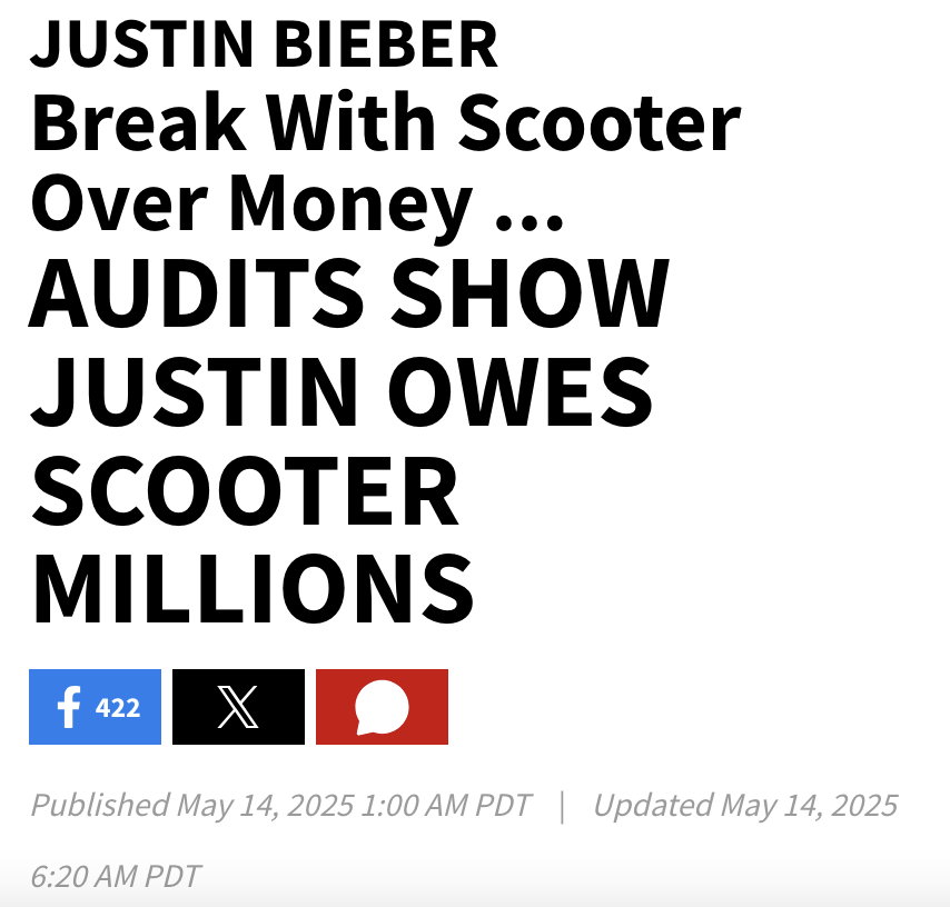 ghoulia's tweet photo. New TMZ article helps to confirm what I suspected: Lou Taylor was brought in to convince/persuade Justin Bieber to sell his catalogue in order to fulfill his debt to AEG &amp; Scooter Braun. https://t.co/VQWGwS49G3