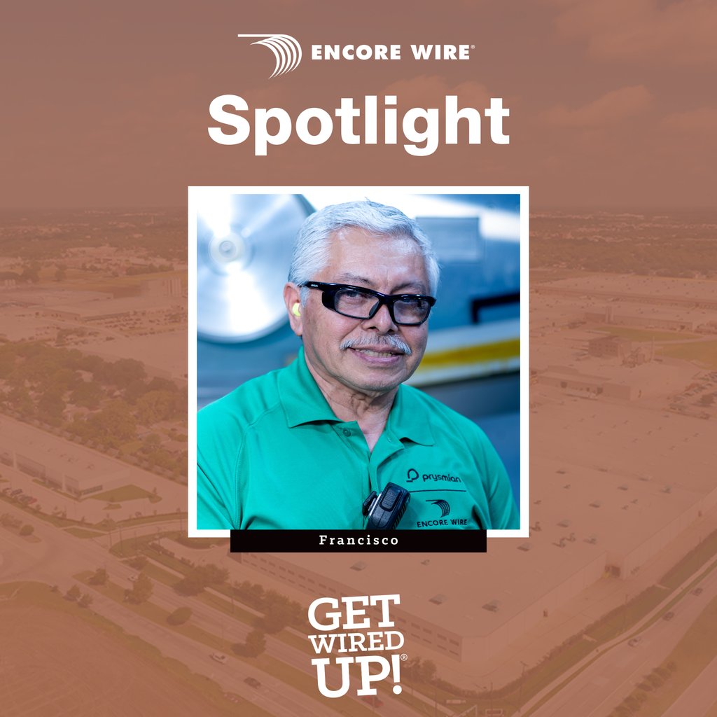 Francisco Garcia is a Plant 1 Leadman, celebrating 34 years of dedication to Encore Wire! Francisco oversees the inner line machines, trains new operators, manages color changes, and communicates essential needs to plant management. 
 
#encorewire #employeespotlight #teamwork