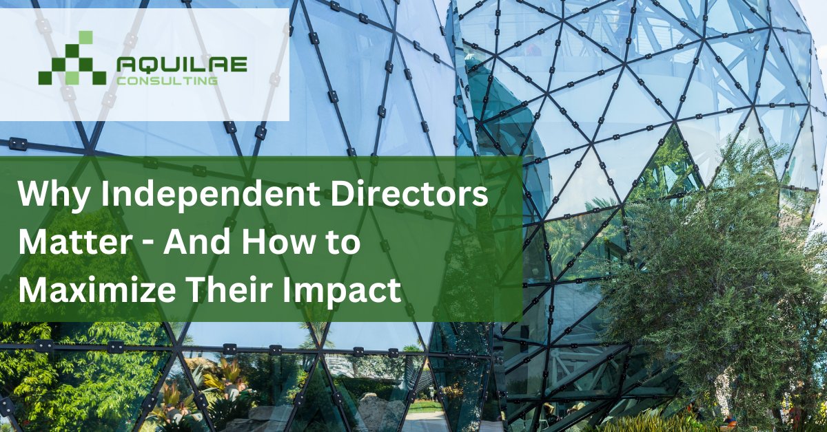 Independent directors bring 𝗼𝗯𝗷𝗲𝗰𝘁𝗶𝘃𝗶𝘁𝘆, 𝗱𝗶𝘃𝗲𝗿𝘀𝗲 𝗲𝘅𝗽𝗲𝗿𝘁𝗶𝘀𝗲, 𝗮𝗻𝗱 𝘂𝗻𝗯𝗶𝗮𝘀𝗲𝗱 𝗷𝘂𝗱𝗴𝗺𝗲𝗻𝘁 - key ingredients for strong governance. Yet, their value depends on how effectively they’re integrated.
aquilaeconsulting.com