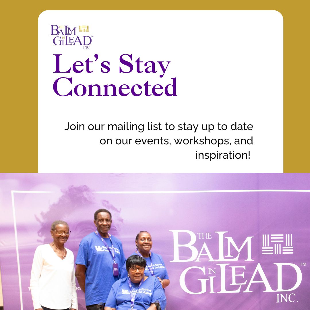 Join our mailing list!
Stay updated on:
-The Roadmap Tour
- Memory Sunday
Healthy Churches 2030 Virtual Conference &amp; more!

🔗 Sign up now: balmingilead.org/join-our-email…

#StayConnected #HealthyChurches2030 #MemorySunday #TheBalmInGilead