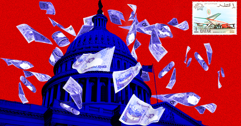 TheFP's tweet photo. It’s not just the 747. Qatar has spent nearly $100 billion across Congress, universities, think tanks and corporations to ingratiate itself to America—and to remake the global order. @FPJaySolomon and @FrannieBlock on how Qatar bought America: