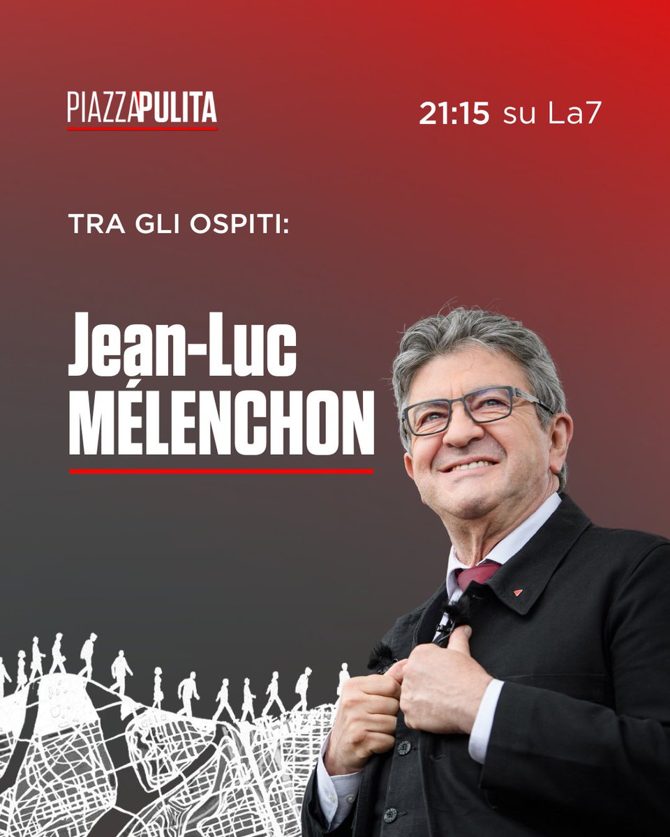 Stasera a #Piazzapulita il leader della sinistra francese Jean-Luc Mélenchon.

21.15, La7

<a href="/JLMelenchon/">Jean-Luc Mélenchon</a>