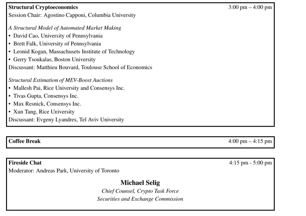 Fahad Saleh (@cryptoeconprof) on Twitter photo If you're in NYC on June 12th, check out our #cryptoeconomics conference at <a href="/NYUStern/">NYU Stern</a>, joint with <a href="/Columbia/">Columbia University</a>, <a href="/BUQuestrom/">Questrom School of Business, Boston University</a>, <a href="/CornellMBA/">Cornell Johnson</a>, <a href="/Polytechnique/">École polytechnique</a>, <a href="/rotmanschool/">Rotman School</a>, <a href="/UF/">FLORIDA</a> and <a href="/UniswapFND/">Uniswap Foundation</a>.
Registration is open at eventbrite.com/e/5th-annual-c… If you're in NYC on June 12th, check out our #cryptoeconomics conference at <a href="/NYUStern/">NYU Stern</a>, joint with <a href="/Columbia/">Columbia University</a>, <a href="/BUQuestrom/">Questrom School of Business, Boston University</a>, <a href="/CornellMBA/">Cornell Johnson</a>, <a href="/Polytechnique/">École polytechnique</a>, <a href="/rotmanschool/">Rotman School</a>, <a href="/UF/">FLORIDA</a> and <a href="/UniswapFND/">Uniswap Foundation</a>.
Registration is open at eventbrite.com/e/5th-annual-c…