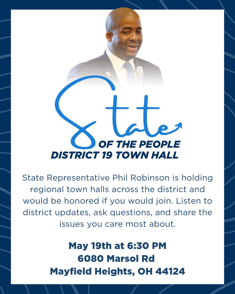 RepPhilRobinson's tweet image. I’m happy to finally announce the start of my District 19 Town Hall tour! I will be going across the district to give updates and answer your questions.
We hope to see you at our first town hall on Monday May 19th!
More info to come on a future town hall near you.