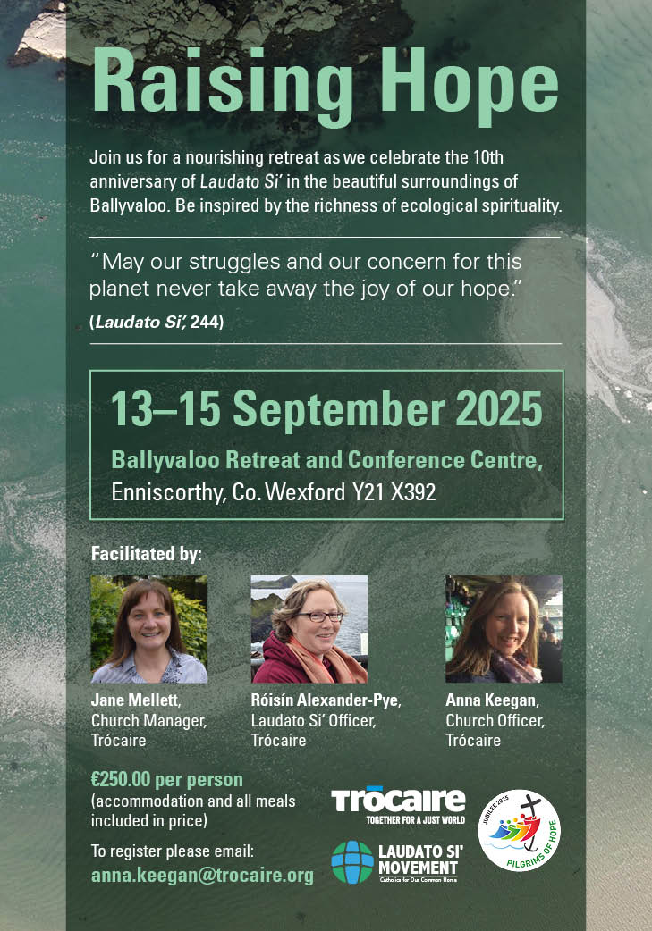 Trócaire (@trocaire) on Twitter photo Celebrate the 10th anniversary of <a href="/LaudatoSiMvmt/">Laudato Si' Movement</a> with us this September in the beautiful surroundings of Ballyvaloo for a retreat!
🗓️13-15 September 2025.
Email anna.keegan@trocaire.org if interested!
<a href="/CatholicBishops/">CatholicBishops</a> <a href="/CatholicNewsIRL/">CatholicNewsIreland</a> <a href="/LSMEurope/">LSM Europe</a> <a href="/LaudatoSiMvmt/">Laudato Si' Movement</a> Celebrate the 10th anniversary of <a href="/LaudatoSiMvmt/">Laudato Si' Movement</a> with us this September in the beautiful surroundings of Ballyvaloo for a retreat!
🗓️13-15 September 2025.
Email anna.keegan@trocaire.org if interested!
<a href="/CatholicBishops/">CatholicBishops</a> <a href="/CatholicNewsIRL/">CatholicNewsIreland</a> <a href="/LSMEurope/">LSM Europe</a> <a href="/LaudatoSiMvmt/">Laudato Si' Movement</a>