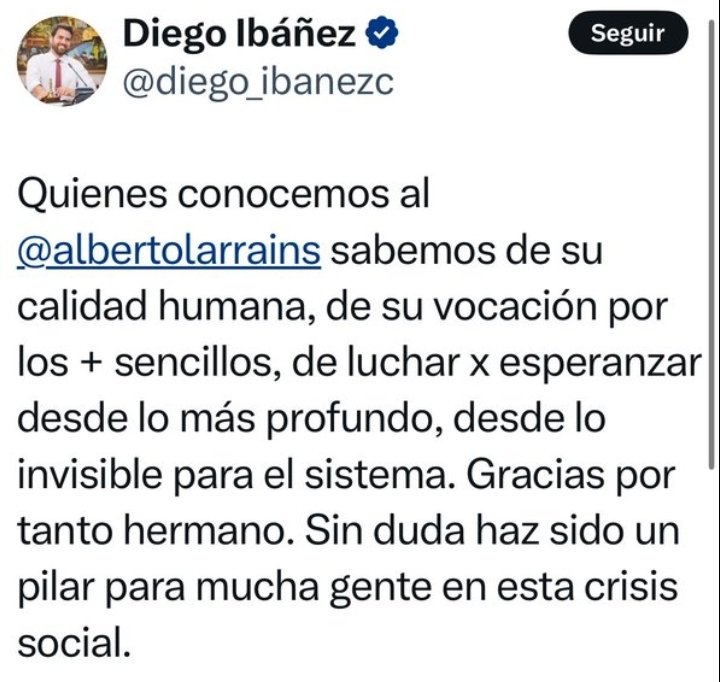 Diego Ibañez, Diputado del Frente Amplio por Caso Procultura: 

-"A esa persona (Alberto Larraín) lo vi un par de veces pero no lo conozco."

                                     FIN.