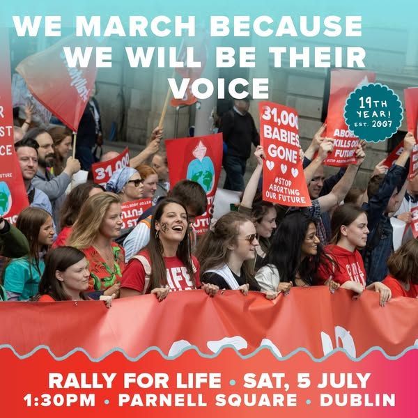 We will be their voice!

Join us on Saturday 5th July at 1:30pm in Parnell Square for march for those who have no voice!

#RallyforLife #RethinkAbortion