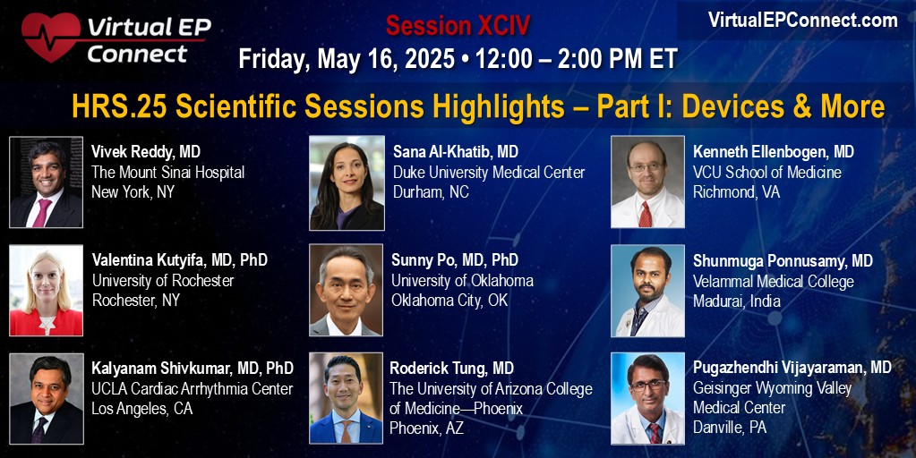 Virtual EP Connect (@connectep) on Twitter photo #epeeps Join @ConnectEP this Friday for Session XCIV: #HRS2025 Highlights – Part I: Devices & More. <a href="/VivekReddyMD/">Vivek Y. Reddy</a> <a href="/shivkumarmd/">Kalyanam Shivkumar MD PhD</a> <a href="/SanaAlkhatib9/">Sana Al-Khatib</a> <a href="/KennethEllenbo1/">Kenneth Ellenbogen</a> <a href="/VKutyifa/">Valentina Kutyifa</a> <a href="/shunmug_his_mdu/">Shunmuga Sundaram Ponnusamy</a> <a href="/pugazhendh44472/">pugazhendhi vijayaraman</a> <a href="/DrRoderickTung/">Roderick Tung</a> Sunny Po Register @ virtualepconnect.com <a href="/HRSonline/">Heart Rhythm Society</a> #epeeps Join @ConnectEP this Friday for Session XCIV: #HRS2025 Highlights – Part I: Devices & More. <a href="/VivekReddyMD/">Vivek Y. Reddy</a> <a href="/shivkumarmd/">Kalyanam Shivkumar MD PhD</a> <a href="/SanaAlkhatib9/">Sana Al-Khatib</a> <a href="/KennethEllenbo1/">Kenneth Ellenbogen</a> <a href="/VKutyifa/">Valentina Kutyifa</a> <a href="/shunmug_his_mdu/">Shunmuga Sundaram Ponnusamy</a> <a href="/pugazhendh44472/">pugazhendhi vijayaraman</a> <a href="/DrRoderickTung/">Roderick Tung</a> Sunny Po Register @ virtualepconnect.com <a href="/HRSonline/">Heart Rhythm Society</a>