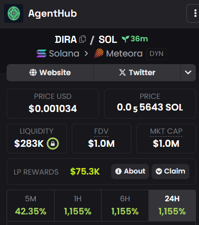 亏一天了，能不能让我赚10SOL
$DIRA