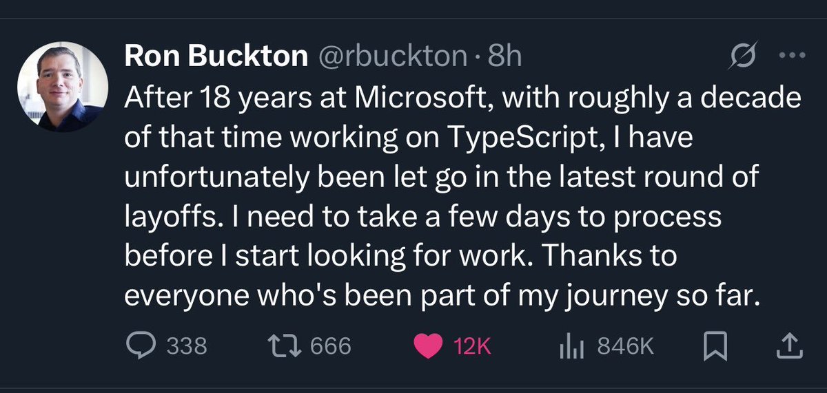 hmemcpy's tweet image. rewrites the typescript compiler in go
gets laid off
🤔