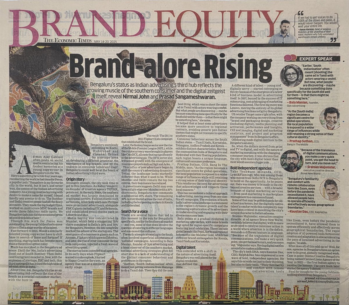 Read what <a href="/patsuthan/">Prathap Suthan</a> has to say about the way advertising business is changing and how Bangalore is rising.