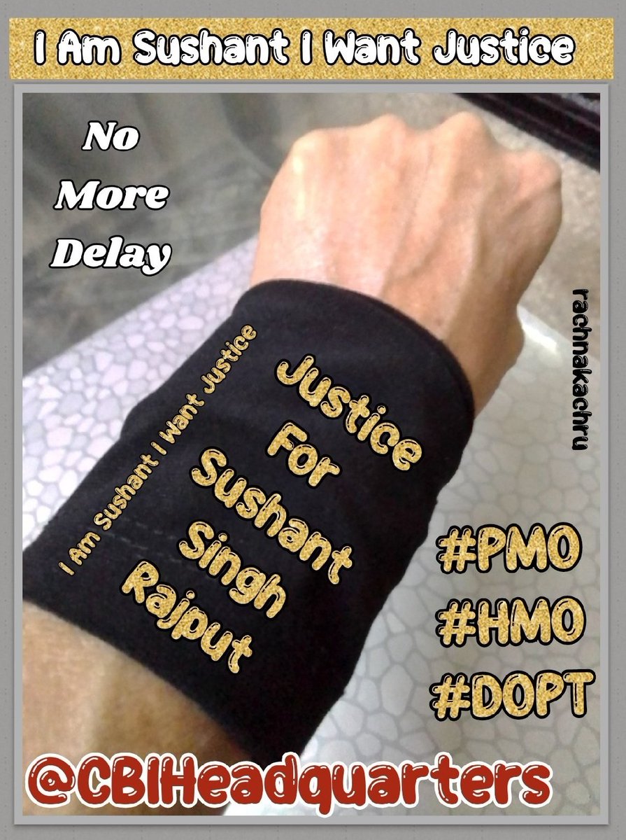 Rachna Kachru 🇮🇳 Celebrate Sushant Everyday❤️🦋 (@kachrurachna) on Twitter photo 🔥EVENING TAGLINE🔥
It’s About Fairness
It’s About Justice
It’s Time For #Justice4SSR🔱
<a href="/PMOIndia/">PMO India</a> <a href="/MLJ_GoI/">Ministry of Law and Justice</a>
To Deny People their #HumanRights is to Challenge their very Humanity
Why You're Denying Basic Dignity & Sushant's #BasicRights To JUSTICE❓
I Am Sushant I Want Justice 🔥EVENING TAGLINE🔥
It’s About Fairness
It’s About Justice
It’s Time For #Justice4SSR🔱
<a href="/PMOIndia/">PMO India</a> <a href="/MLJ_GoI/">Ministry of Law and Justice</a>
To Deny People their #HumanRights is to Challenge their very Humanity
Why You're Denying Basic Dignity & Sushant's #BasicRights To JUSTICE❓
I Am Sushant I Want Justice