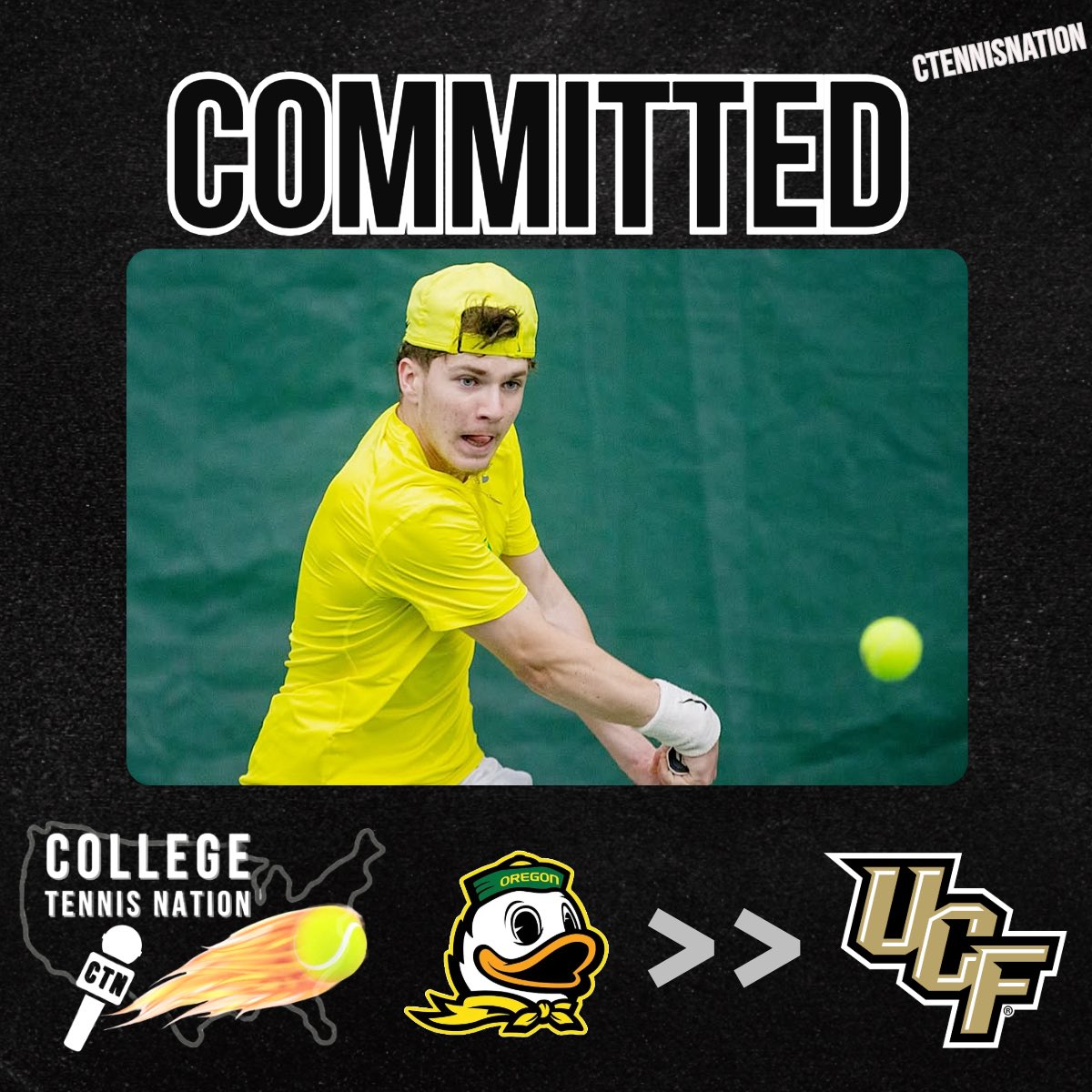 🚨BREAKING: Oregon Transfer Clement Lemire has committed to UCF, sources have just told CTN.

The Toulon, France native primarily played at No. 4 singles for the Ducks this season, compiling a 10–7 record. (12.61 UTR) 

Earned Big Ten Freshman of the Week honors during the year.