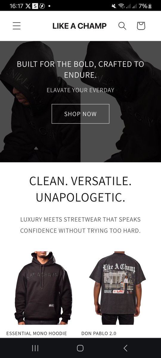 Mbathane1104's tweet image. Introducing 𝗕𝘂𝗶𝗹𝘁 𝗳𝗼𝗿 𝘁𝗵𝗲 𝗕𝗼𝗹𝗱, 𝗖𝗿𝗮𝗳𝘁𝗲𝗱 𝘁𝗼 𝗘𝗻𝗱𝘂𝗿𝗲

Clean. Versatile. Unapologetic.

Like A Champ
R1200 — Available now.

Shop now at likeachamp.co.za

#LikeAChamp #WinterDrop #LuxuryStreetwear #StreetwearEssentials
Follow @OupaBaloyi7