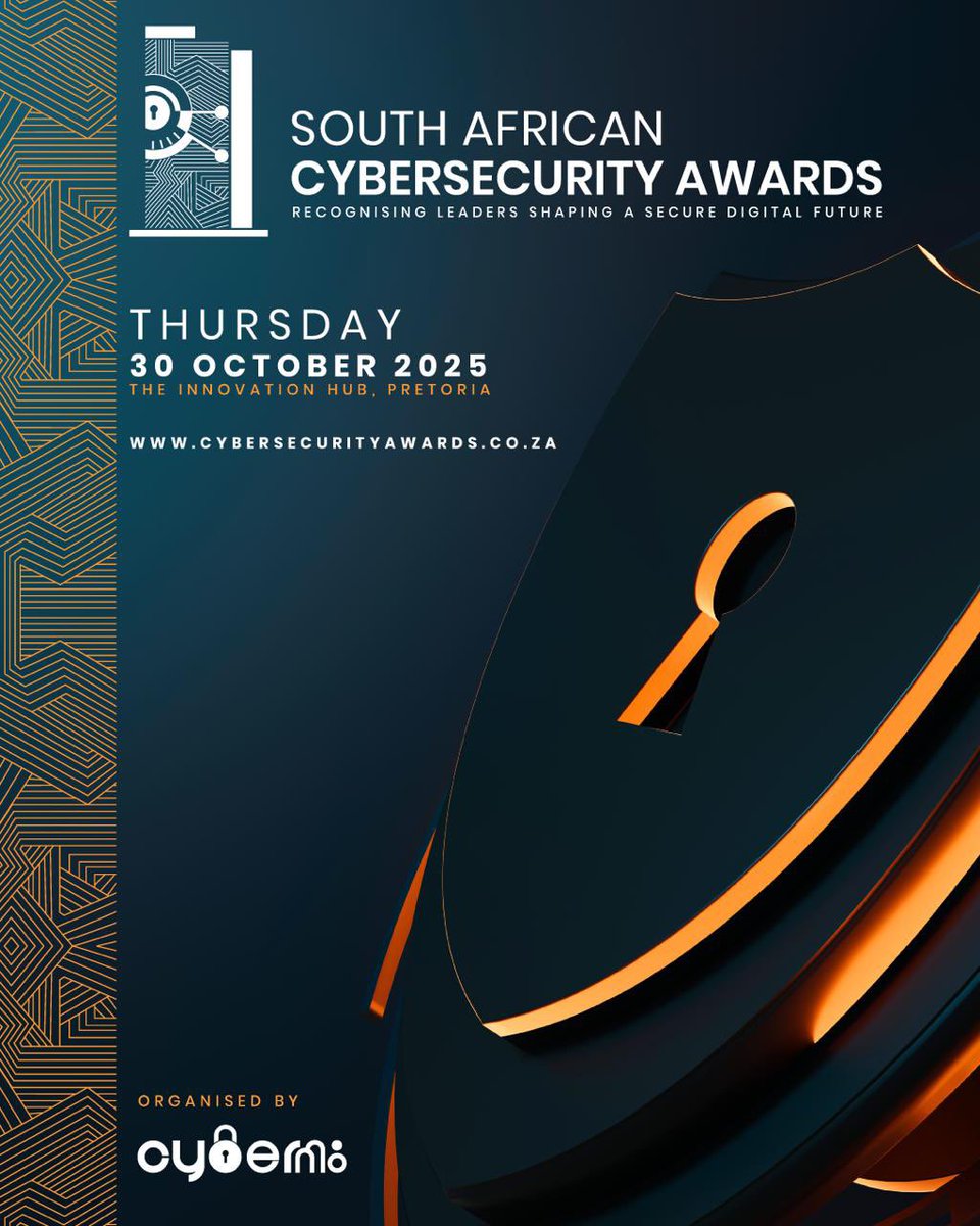 CybersecIndaba's tweet image. 📢 Honouring Cybersecurity Champions at Cybersecurity Indaba 2025!
Join us as we celebrate innovation, resilience, and leadership at the South African Cybersecurity Awards! 🏆🔐
🔗 Stay updated & follow us on LinkedIn: linkedin.com/showcase/sacyb…