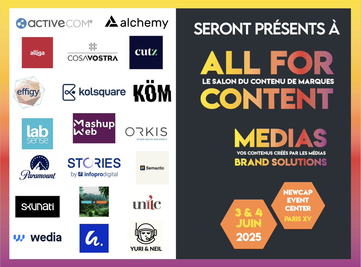 Lab_Sense's tweet image. 🚀 LabSense sera à #AllforContent les 3 &amp;amp; 4 juin !

📍RDV sur notre stand, au n°42 — car, comme chacun sait, 42 est LA réponse à toutes les questions... y compris celles sur l’IA et vos contenus. 😉

Plus d&apos;infos ici ➡️ allforcontent.fr/partner/e76ddb…

#ContentMarketing #ContentStrategy