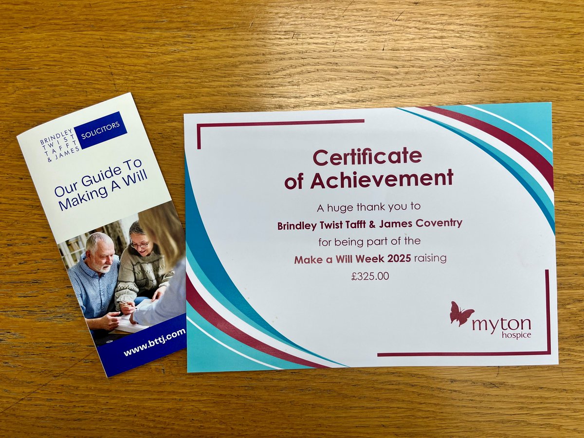 BTTJ_Solicitors's tweet image. In March, our Private Client team gave their time for free, offering people the chance to write basic Wills in return for a donation to @MytonHospices as part of #MakeAWillWeek

Clients that took part in the scheme with us donated £325, which has gone directly to the charity
