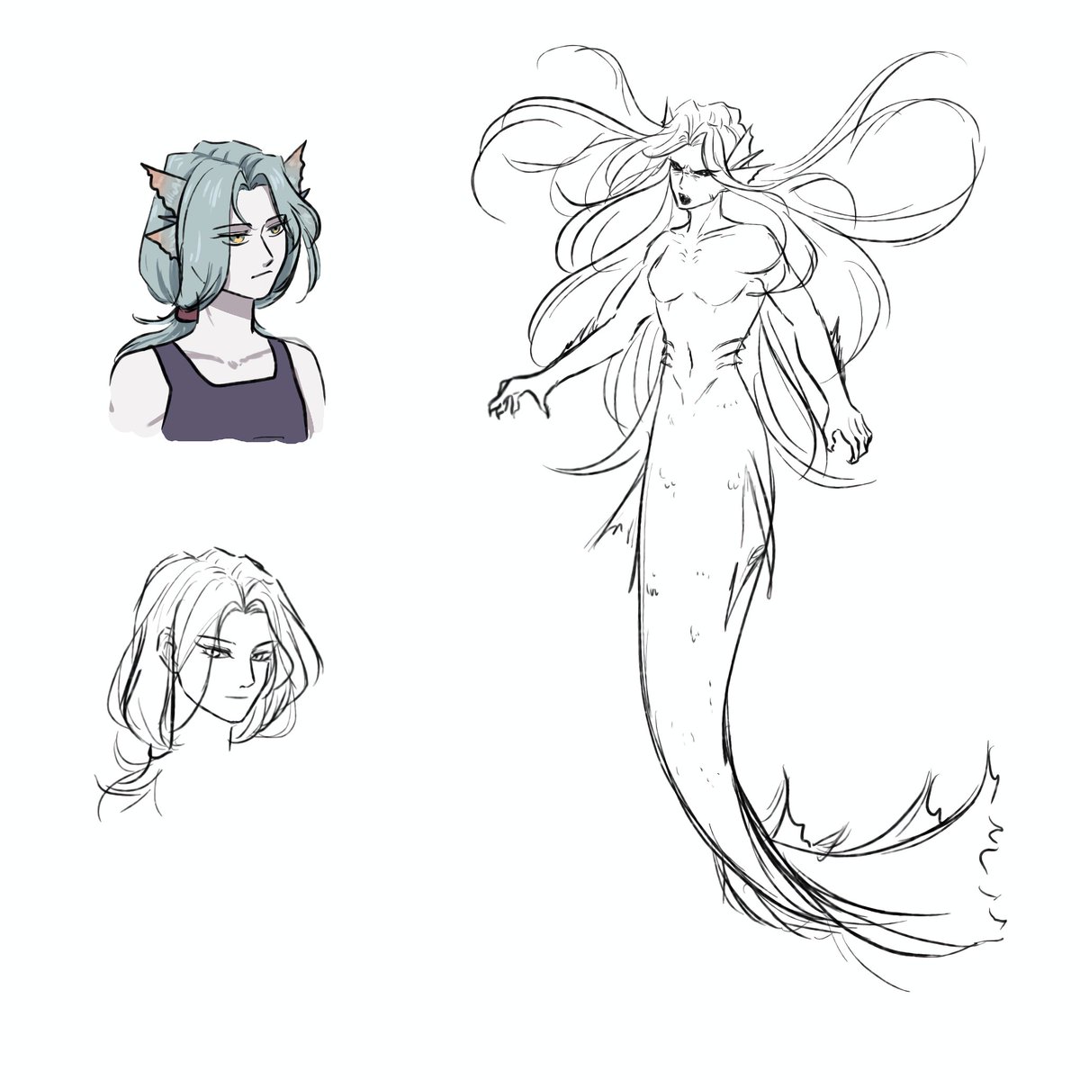 I posted this in another acc and forgot to post on here so here's the merpeople design for both genders
#art #artwork #oc #characterdesign