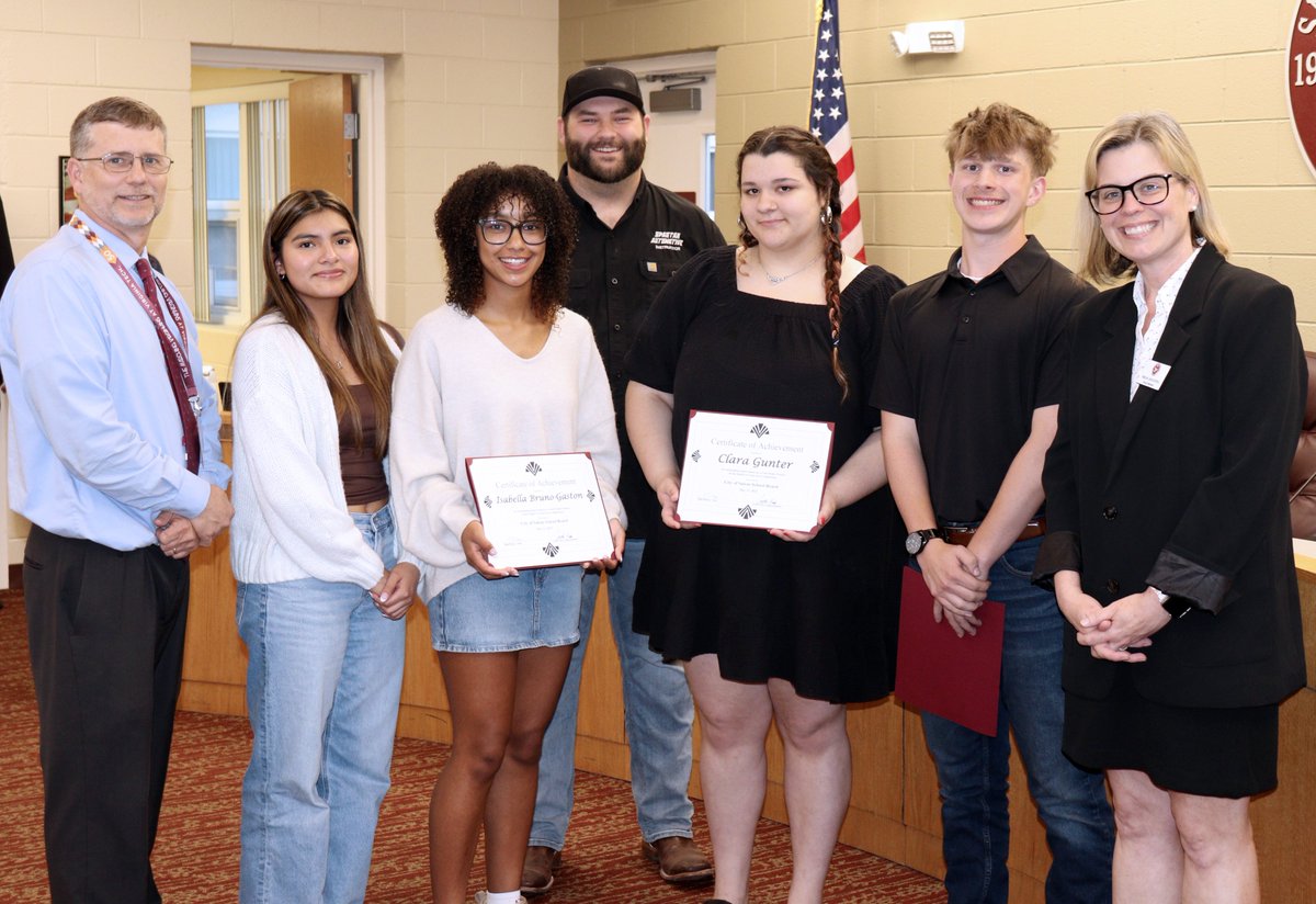 The #SalemVA School Board formally congratulated Ariana Cockran, Isabella Bruno-Gaston, Kimberly Reyes-Chacha, Clara Gunter, Ethan Russell and Mason Stavola for winning Gold in their respective Skills USA competitions. <a href="/SalemSpartans/">Salem High School</a>