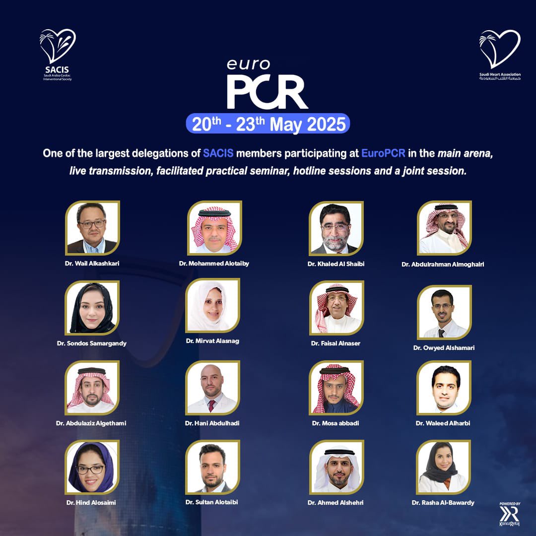 SACIS (@sacis_ksa) on Twitter photo One of the largest delegations of SACIS members participating at #EuroPCR 2025 <a href="/PCRonline/">PCRonline 🫀</a> in the main arena, facilitated seminars, joint sessions & live case transmission
<a href="/AlkashkariWail/">Wail AlkashkariFSCAI,FPICSوائل القشقرى🇸🇦🇨🇦🇺🇲</a> <a href="/drptca/">Khaled AlShaibi</a> <a href="/almoghairi/">almoghairi MDد. عبدالرحمن المغيري</a> <a href="/mirvatalasnag/">MIЯVΛƬ #IC</a> <a href="/SSamargandy/">son samargandy</a> <a href="/DrOwayed/">د. عويد الشمري</a> <a href="/abdulaziz_radhi/">Dr. Abdulaziz Algethami د.عبدالعزيز القثامي</a> <a href="/MosaAbbadi1/">Mosa Abbadi</a> One of the largest delegations of SACIS members participating at #EuroPCR 2025 <a href="/PCRonline/">PCRonline 🫀</a> in the main arena, facilitated seminars, joint sessions & live case transmission
<a href="/AlkashkariWail/">Wail AlkashkariFSCAI,FPICSوائل القشقرى🇸🇦🇨🇦🇺🇲</a> <a href="/drptca/">Khaled AlShaibi</a> <a href="/almoghairi/">almoghairi MDد. عبدالرحمن المغيري</a> <a href="/mirvatalasnag/">MIЯVΛƬ #IC</a> <a href="/SSamargandy/">son samargandy</a> <a href="/DrOwayed/">د. عويد الشمري</a> <a href="/abdulaziz_radhi/">Dr. Abdulaziz Algethami د.عبدالعزيز القثامي</a> <a href="/MosaAbbadi1/">Mosa Abbadi</a>
