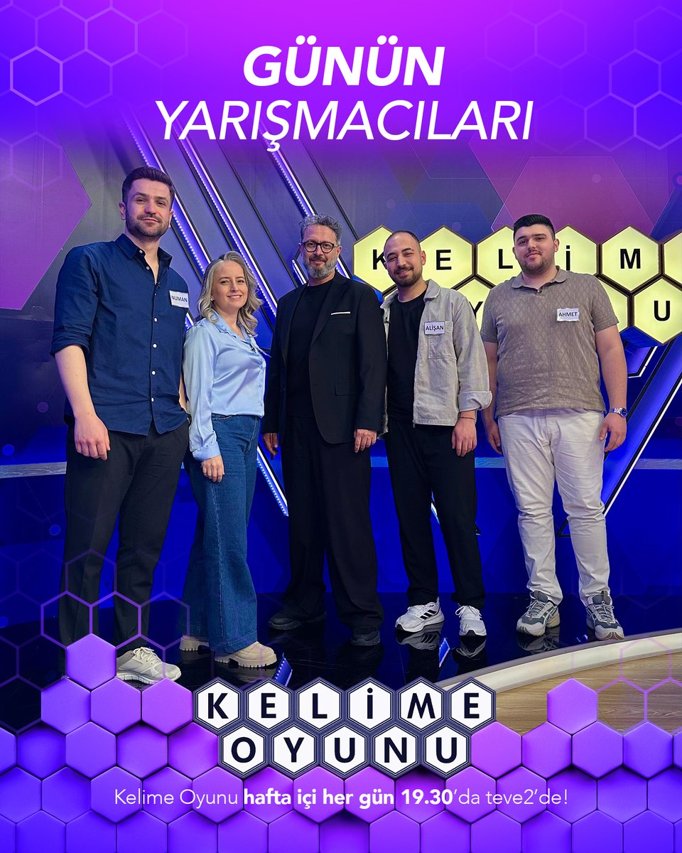 tv2Resmi's tweet photo. #KelimeOyunu 14 Mayıs yarışmacıları sizlerle! 💜 

Yeni bölüm 19.30’da #teve2’de! 📺 https://t.co/KRilnFba0L