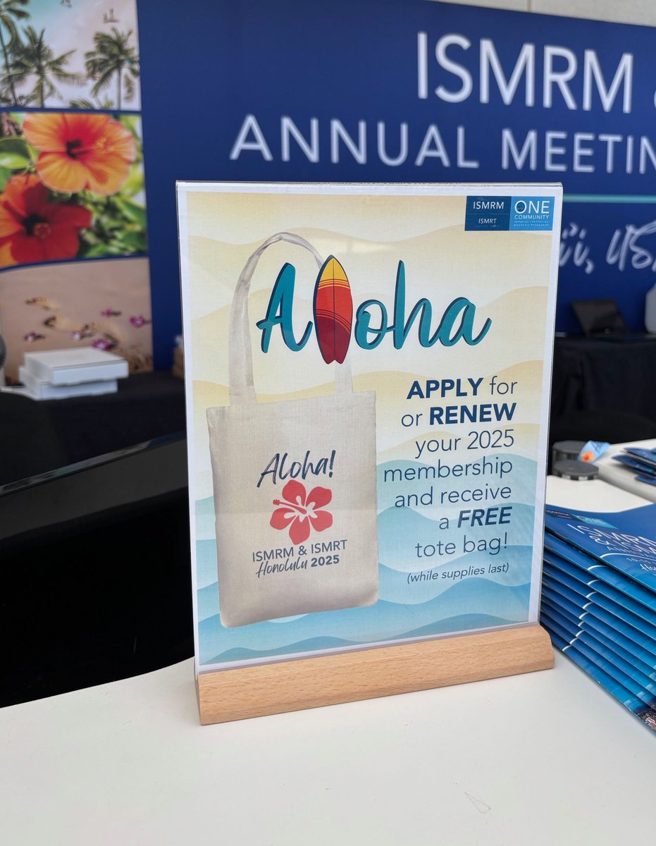 Take home a little ALOHA from the Annual Meeting &amp; Exhibition—Apply or renew your ISMRM membership onsite and receive a *free tote bag! Visit the Registration Desk for details.
*while supplies last

#ISMRM #ISMRT #MRI #MRConvenction #MRIConvention #MRMembership