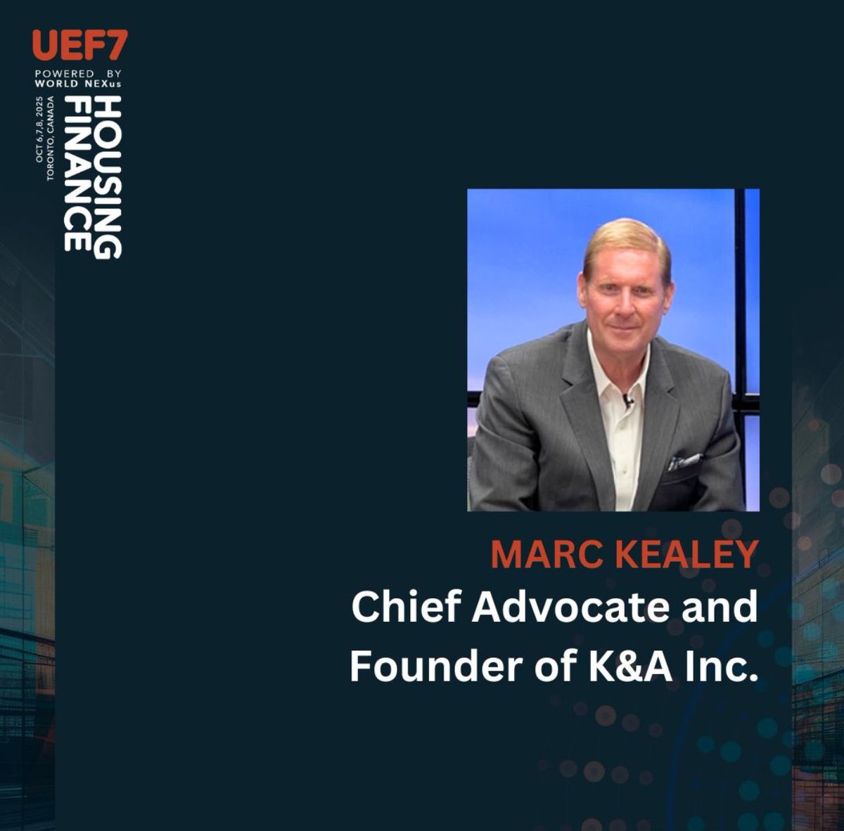 We are pleased to introduce Mr. Marc Kealey, Master Ceremony of the 7th Urban Economy Forum (#UEF7), taking place on October 6–8, 2025, in Toronto, Canada.

#HousingFinance #SustainableDevelopment #UrbanEconomy