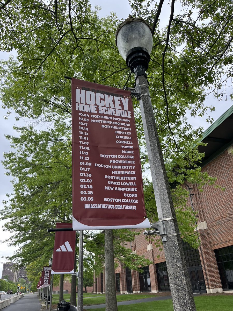 Posted outside of Mullins Center…a look into UMass hockey’s home schedule next season.