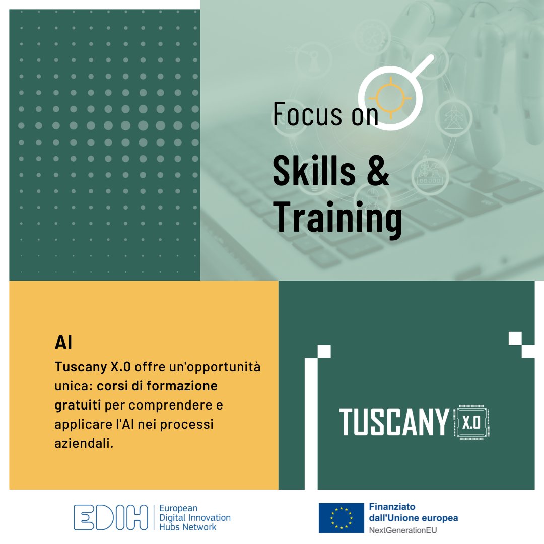 Tuscany X.0 offre alle PMI l'opportunità di partecipare a 𝗰𝗼𝗿𝘀𝗶 𝗱𝗶 𝗳𝗼𝗿𝗺𝗮𝘇𝗶𝗼𝗻𝗲 𝗴𝗿𝗮𝘁𝘂𝗶𝘁𝗶 per comprendere e applicare l'AI nei processi aziendali.​
Scopri di più e iscriviti qui👉 tuscanyx.eu/formazione/ai/