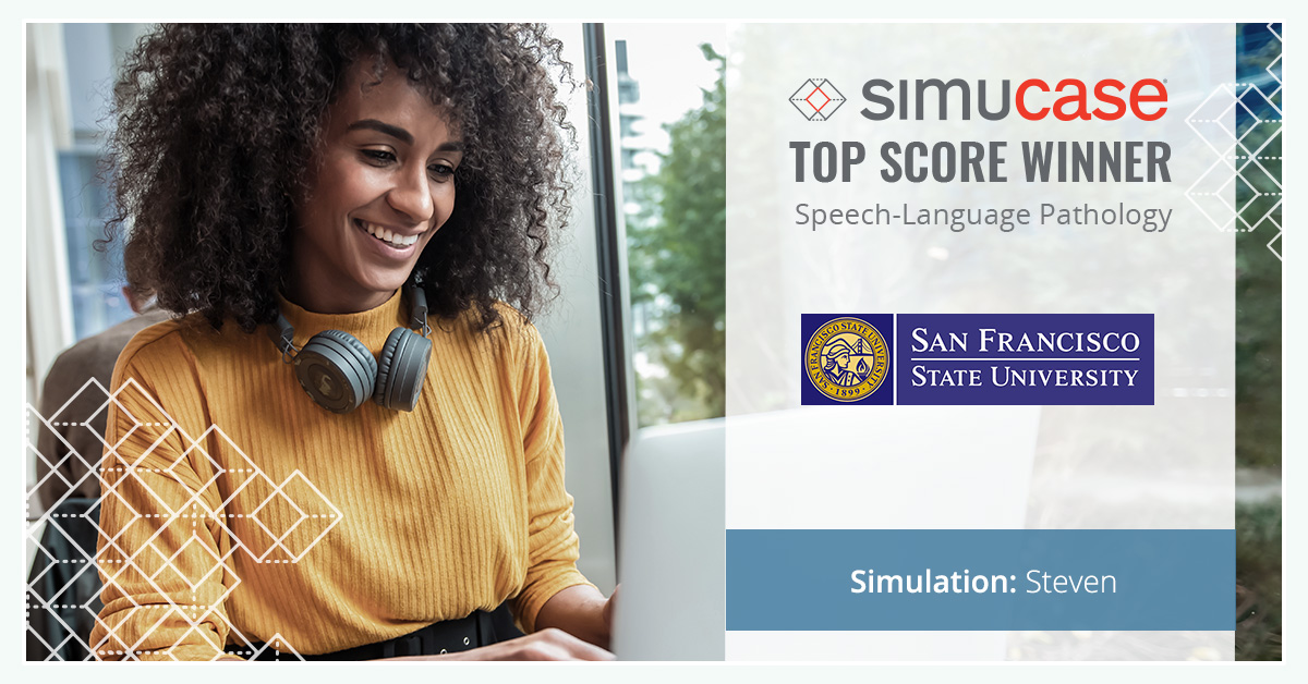 The Simucase team extends congratulations to <a href="/SFSU/">SF State</a> and their👄speech-language pathology program for having this week's top score on #simucase!🏆GO #FutureSLPs #slp2b #slpeeps #SFSU