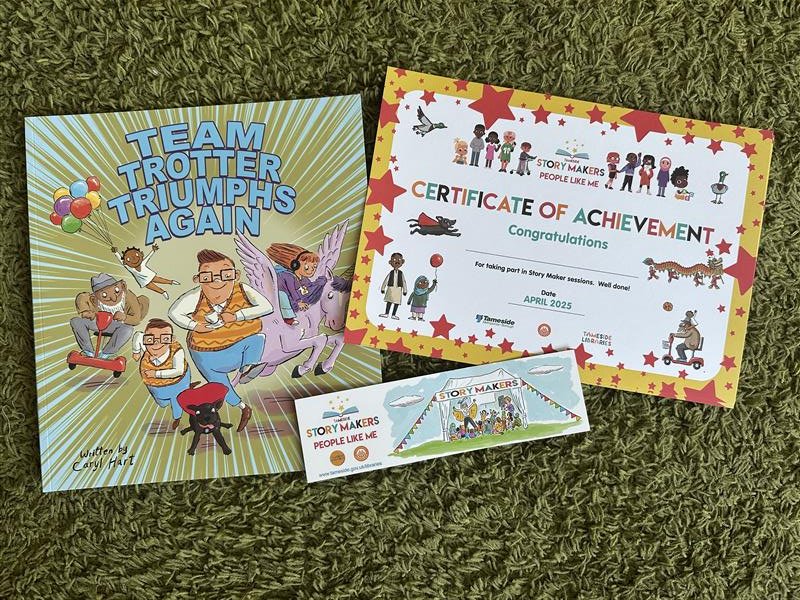 Team Opal have been taking part in <a href="/TamesideLibrary/">Tameside Libraries</a>  weekly Story Makers each week. Today, they taken home the book they have been contributing too 'Team Trotter Triumphs Again'. Thank you, the children have loved these sessions!